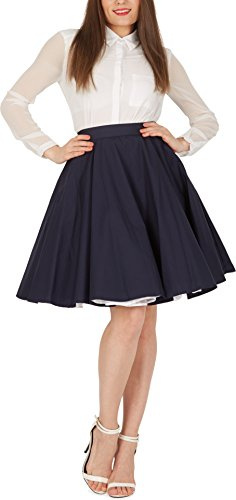 BlackButterfly Lungo Rockabilly Anni 1950 Gonna A Ruota (Blu Mezzanotte, XS)