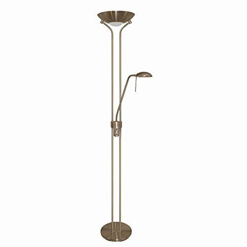 Licht-Erlebnisse Elegante Stehleuchte in Messing Optik Höhe 180cm, R7s 230W + G9 33W Stehlampe Leselampe Wohnzimmerlampe