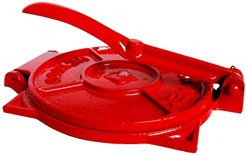 MexGrocer Tortilla Press Red 19cm, Mexican Tortilla Press, Traditional Cast Iron Press, Tortilla Maker