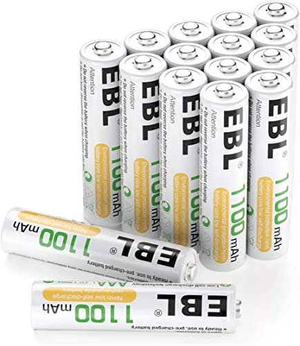 EBL 16 Pack 1100mAh Rechargeable Battery AAA, High Capacity Performance NIMH AAA Rechargeable Batteries with Durable Storage Case