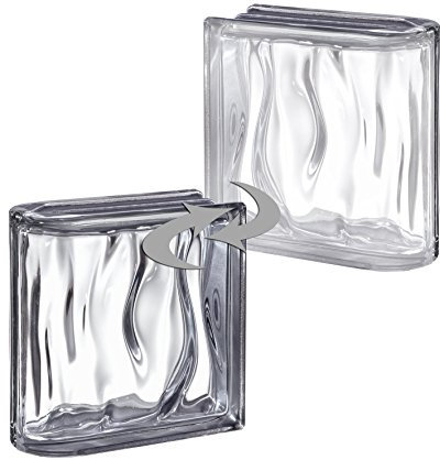 1 Stück BM Glasstein AQUA Reflex Anthrazit einseitig satiniert (Milchglas) 19x19x8 cm - Endstein Vertikal
