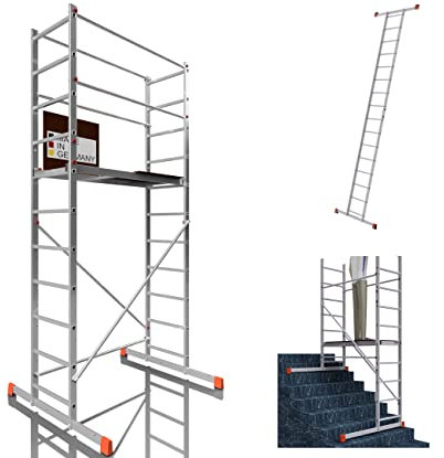 ALTEC AluCombine® 3.0-400 | 4m | Alu Standgerüst mit Traverse | Baugerüst Arbeitsbühne Montagegerüst Anlegeleiter Treppengerüst