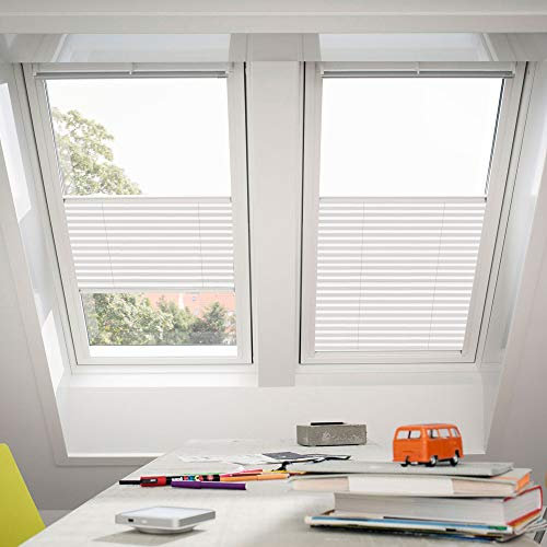 Original Velux Faltstores Plissee für GGL, GHL, GTL, GPL, GGU, GHU, GTU, GPU FK04 / Stofffarbe 1016 / Uni Weiß, Schienenfarbe silber // FHL FK04 1016S