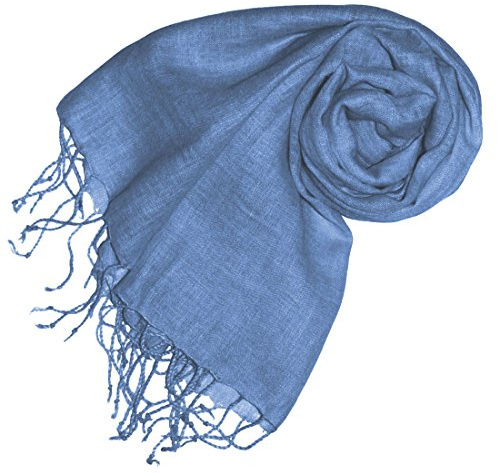 Lorenzo Cana - Damen Schal Leinenschal 100% Leinen 50 x 180 cm Tuch Naturfaser Hellblau Modefarbe Airy Blue 93265