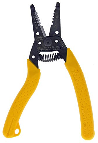 IDEAL Electrical 45-415 Premium Reflex T-5 Stripper - 10-20 AWG, Wire Stripper, Plier Nose, Slide Lock, Textured Grips,Yellow