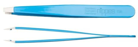 nippes Solingen Pinzette mit gerader Spitze | Edelstahl Rostfrei | 9,5 cm | Blau | Pinzette Augenbrauen Zupfen | Pinzette Spitz | Zur präzisen Haarentfernung | Made in Germany