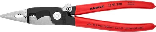 KNIPEX 13 91 200 Pliers for Electrical Installation black atramentized plastic coated 200 mm Red