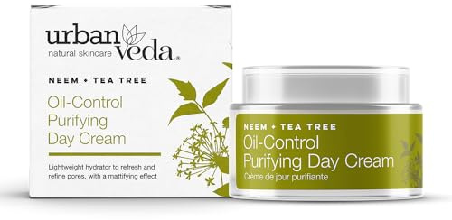Urban Veda Acne Moisturizer Face Cream | Pore Minimizer for Face with Witch Hazel | Face Moisturizer for Oily Skin | 100% Natural Acne Treatment for Face | Face Cream For Women & Men |Vegan|1.7 Fl oz