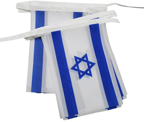 AZ FLAG Guirnalda Israel 12 m 20 banderas Poliéster Ligero 45x30 cm