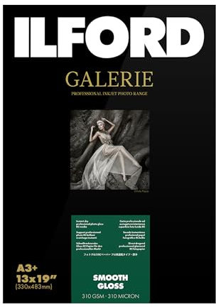 Ilford Galerie 13x19” (25 Sheets) Smooth Gloss Instant Dry Archival Photo Inkjet Paper 12mil / 310gsm for Dye and Pigment Ink Printers, Color and Black and White, Made in Germany