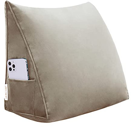 Vercart - Cojín relleno con forma de cuña triangular, respaldo para cama o sofá, soporte de posicionamiento, almohada de lectura y lumbar con funda extraíble, Pana, Rojo, 70x7.9x19inch (180*20*50cm)