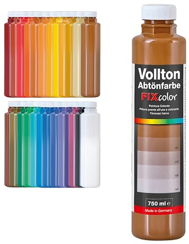 PUFAS decotric FIXcolor Bunte Abtönfarbe Schokobraun - 750 ml I Dispersionsfarbe für dekorative Anstriche und wasserbasierten Materialien I Hohe Farbkraft & Ergiebigkeit