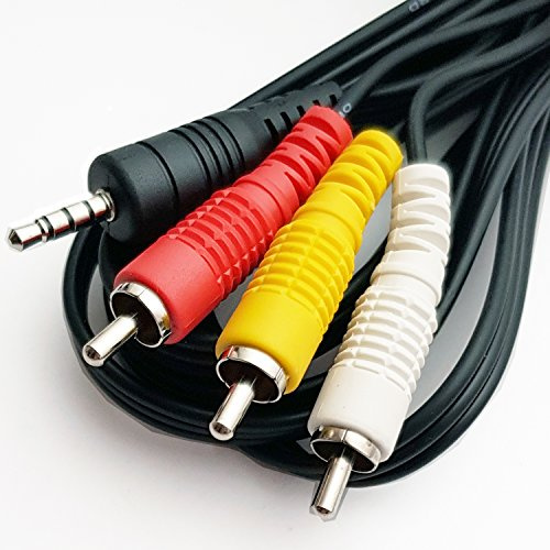 Loops Câble AV 4 pôles Jack 3,5 mm vers 3 RCA/Phono mâle pour caméra vidéo de Voiture 5 m