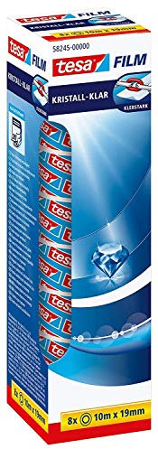 tesafilm kristall-klar - Hochtransparentes, alterungsbeständiges Klebeband mit starker Haftung - 10 m x 19 mm - 8er Pack