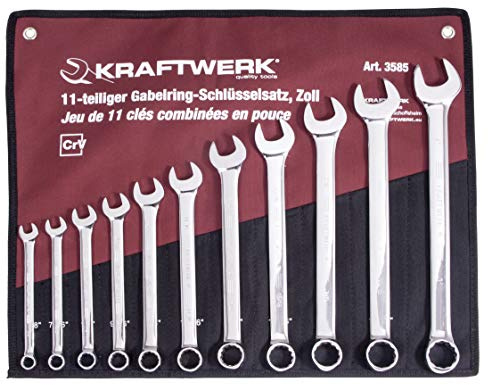 Kraftwerk 3585R 13-teilig Gabelringschlüsselsatz 1/4 1 Zoll, Rollt