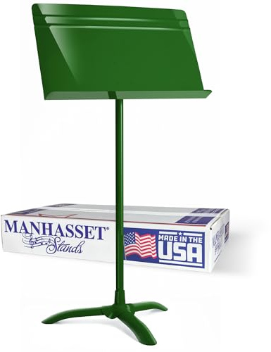 Manhasset Music Stand For Sheet Music - 48 Symphony Model - 4801GRN - Long Lasting, Durable Manhasset Stand - Adjustable Height - 20 by 12