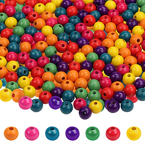 Kurtzy Runde Holzperlen (1000 Stück) – bunte Holzperlen 7 mm – Perlen für Schmuck, Armbänder, Halsketten, Schlüsselanhänger, Handwerk und Heimdekoration