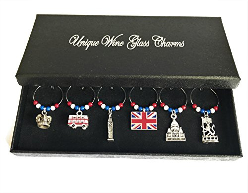 Libby's Market Place London Wine Glass Charms with Gift Box