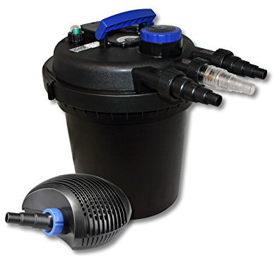 SunSun Komplettset: CPF-180 Teichdruckfilter bis 6000 L Teichfilteranlage mit 11 Watt UV-C Teichklärer, CTF-6000 SuperECO Teichpumpe 6000l/h 40W