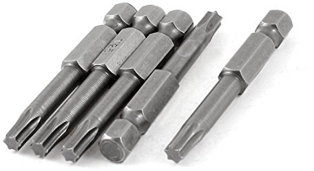 sourcing map T25 4.3 mm Kopf 50 mm lang Grau Magnetisch Torx Schraubendreher-Bits 5 PCS de