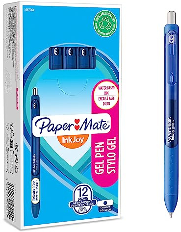 Paper Mate InkJoy gelpennor, Medelspets (0,7 mm), MörkBlå, 12 stycken