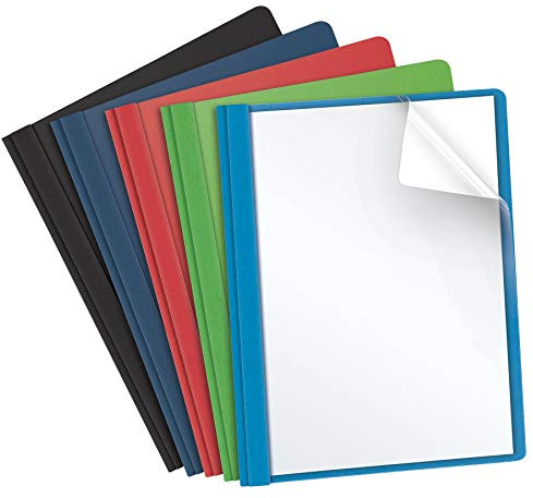 Oxford Clear Front Report Covers, Resume Cover, Presentation Cover, Assorted Colors, Letter Size, 25 per Box (55813EE)