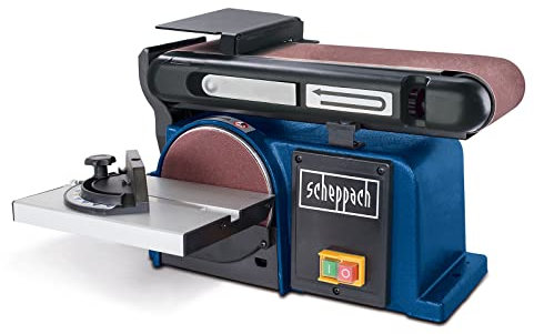 Scheppach Band -& Tellerschleifer BTS800 Bandschleifer | 370W Leistung | Bandlänge 715mm - Breite 100mm | SchleiftellerØ 150mm | 90°-45° verstellbarer Auflagetisch