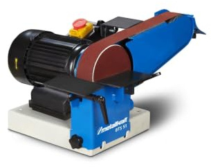 Metallkraft kombinierte Band-/Tellerschleifmaschine BTS 51 (leistungsstarker Motor, mit Sägeblätter + Sägebänder, Schleifbandlänge 1000 mm, Funkenfangkasten, auf Werkbank montierbar) 3700051SET
