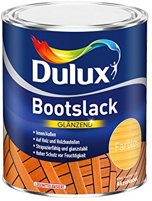 Dulux Bootslack Glänzend– Der effektive Feuchtigkeitsschutz für Holz und Holzbauteile - Farblos, 750 ml