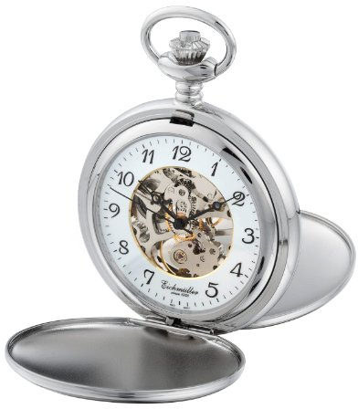 Eichmüller Taschenuhr mechanisch Doppeldeckel teilskeletttiert beiseitig aufklappbar