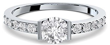 Verlobungsringe mit Zirkonia Stein + LUXUSETUI! Verlobungsring Heiratsantrag Idee Antrag Hochzeit Idee Silberring Ring Silber 925 Zirkonia wie Diamant Diamantring Damenring - FF204 SS925ZIFAZIFA60