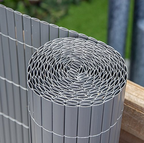 Papillon Artificial Grey Bamboo Cane Plastic Garden Fence Screening Roll Privacy Border 4m x 1m (13ft 1in x 3ft 3in)