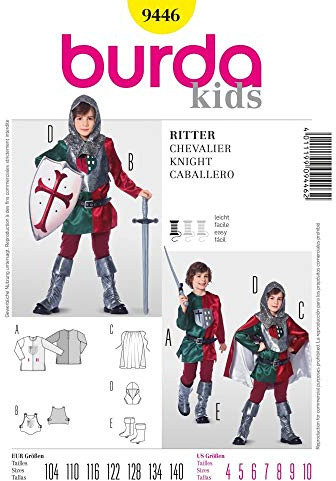 Burda Kids Schnittmuster #9446 Karneval Kostüm Kinder Mittelalter Ritter Gr. 104-140
