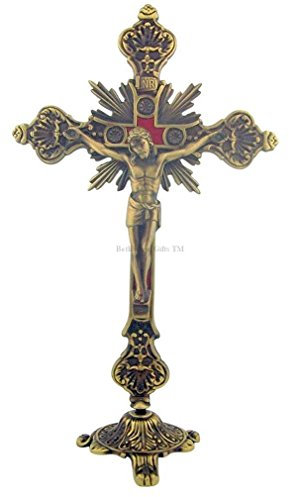 Bethlehem Gifts TM Kruzifix / Kruzifix, stehend, katholisch, christlich, Altar, Kirche, Dekoration, Kapelle, Kreuz, bronzefarben