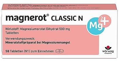 magnerot® CLASSIC N Magnesium-Orotat 500 mg Tabletten, 50 Stk. | Bei Muskel- & Wadenkrämpfen durch Magnesiummangel, individuell dosierbar, gut verträglich, organische Magnesiumverbindung