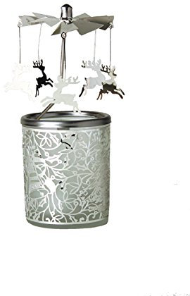 Kerzenfarm Rotary Karussell für Teelichter, Metall und Glas, 16,5 cm hoch, Silber, 6 x 6 x 16,5 cm