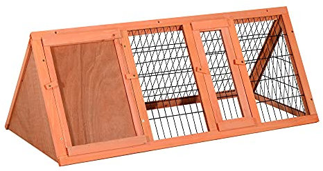PawHut Kleintierstall 3-eckig Kleintierstall mit Freigehege Auslauf Orange 118 x 50 x 45 cm