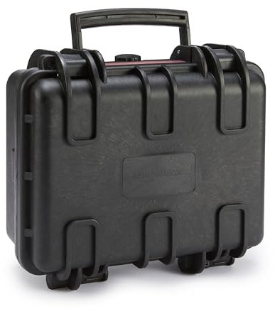 Amazon Basics Kleine Schützende Tragbare Harte Kameratasche mit Anpassbarem Passform-Schaumstoff für Drohnen, Kamera, Objektive und Zubehör, Wasserdicht, Stoßfest, 30.7 x 27 x 14.2 cm, Schwarz