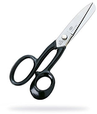 Premax Lederschere- Klassisch-Gerade Klinge-Schwarzer Griff-1 Schneide mit Zähnen-Stahl-Brüniert-10911-Made in Italy, Verschiedene Größen, Schwarz