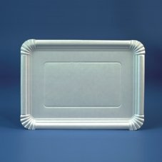 125 Teller Pappe eckig 24 cm x 33 cm weiss Einwegteller Kuchenteller