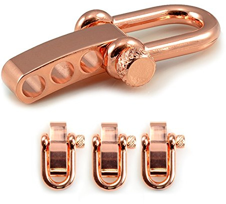 Ganzoo Gerade Schäkel Edelstahl mit Dreh-Schraubverschluss, verstellbarer Verschlussbolzen mit Rillen für Grip, 3er Set Kupfer Metallic, Größe M, Öffnung 19 x 10 mm, Stärke 5 mm, Gewicht 23 g