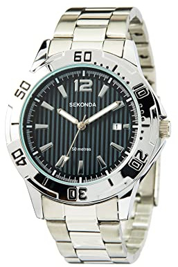 Sekonda Men's Quartz Watch with Black Dial Analogue Display and Silver Stainless Steel Bracelet 1171.27
