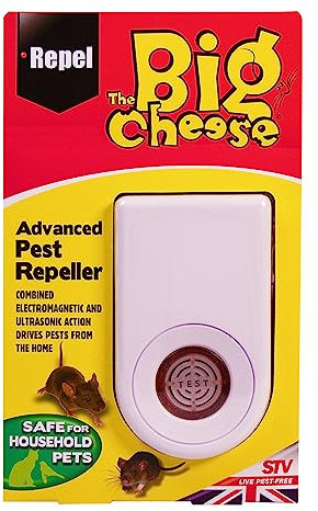 The Big Cheese Advanced Pest Repeller Plug-In, Humane, Ultrasonic and Electromagnetic Rodent Pest Deterrent for the Home, Safe for Use Around Cats and Dogs