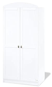 Pinolino Kleiderschrank Laura, schöner, 2-türiger Kleiderschrank, weiß, Maße 90 x 54 x 191 cm (Art.-Nr. 14 00 25)
