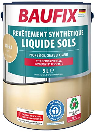 Baufix Pavimento di plastica liquida sabbia opaca, 5 litri, vernice per calcestruzzo e pavimento, vernice per calcestruzzo traspirante per interni ed esterni, per calcestruzzo/massetto/cemento