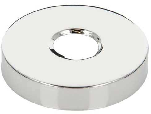 tecuro Gewinderosette Ø 27 mm Innen (3/4 Zoll), Ø 80 mm Außen, Höhe 15 mm, hochwertiges Messing verchromt, gerade Bauform, Rohrabdeckung