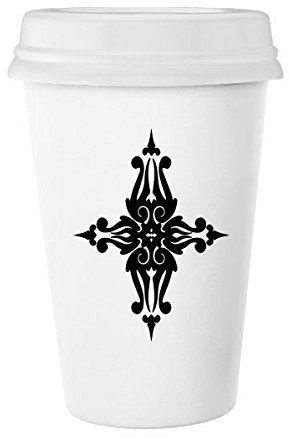 Religion Christentum Belief Kirche schwarz Heiligen Kreuz Kultur, Design Gothic Art Illustration Muster Classic Tasse Weiß Keramik Keramik Tasse Kaffee Milch Tasse 350 ml