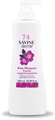 SAVINE DERM LOCIÓN CORPORAL REGENERADORA ROSA MOSQUETA para Pieles Muy Secas/Previene Envejecimiento de la Piel/Hidratación intensa/Rosa Mosqueta para Cicatrices y Estrías 500mL