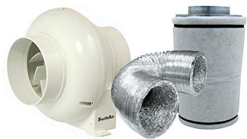 4 in Line Fan Carbon Filter Duct Kit Hydroponic Grow Room Tent Ventilation Plug