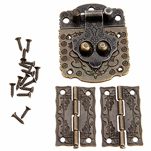 Antique Hinge Bronze Embossing Hasp Decorative Latch Lock for Wooden Jewelry Box Cabinet